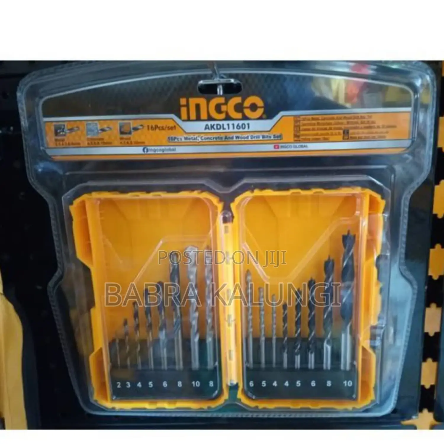 Ingco Metal Concrete and Wood Drill Bit 16 Piece_ Black
