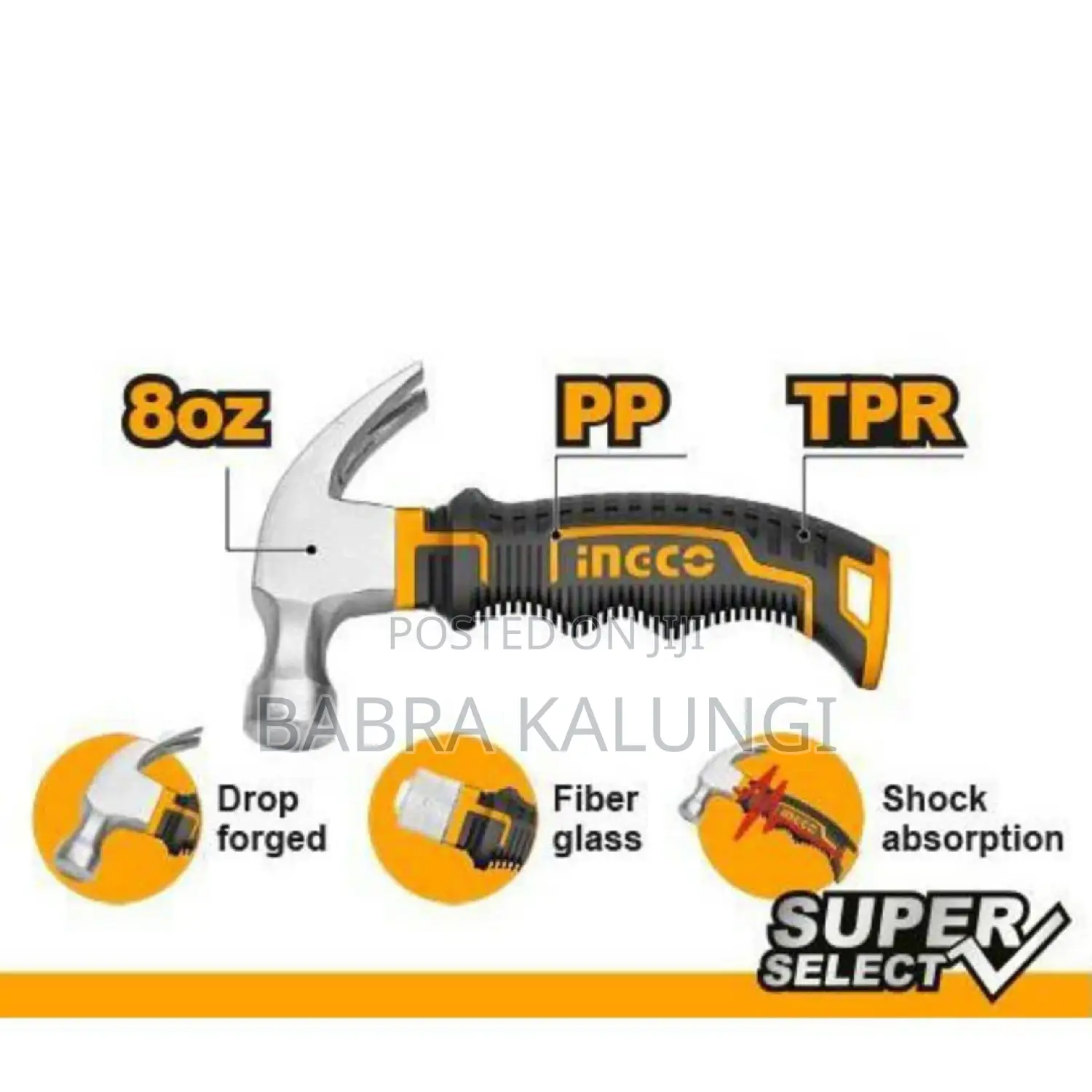 Ingco Mini Claw Hammer_ Black, Orange