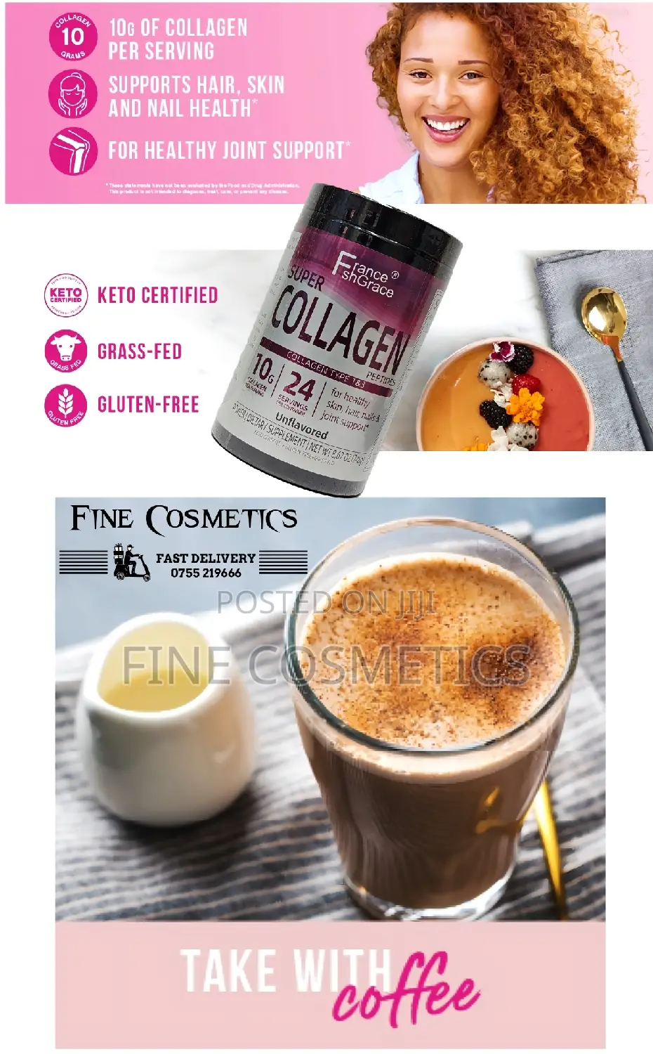 SUPER COLLAGEN PEPTIDES POWDER for Skin, Hair, Nails + Joint