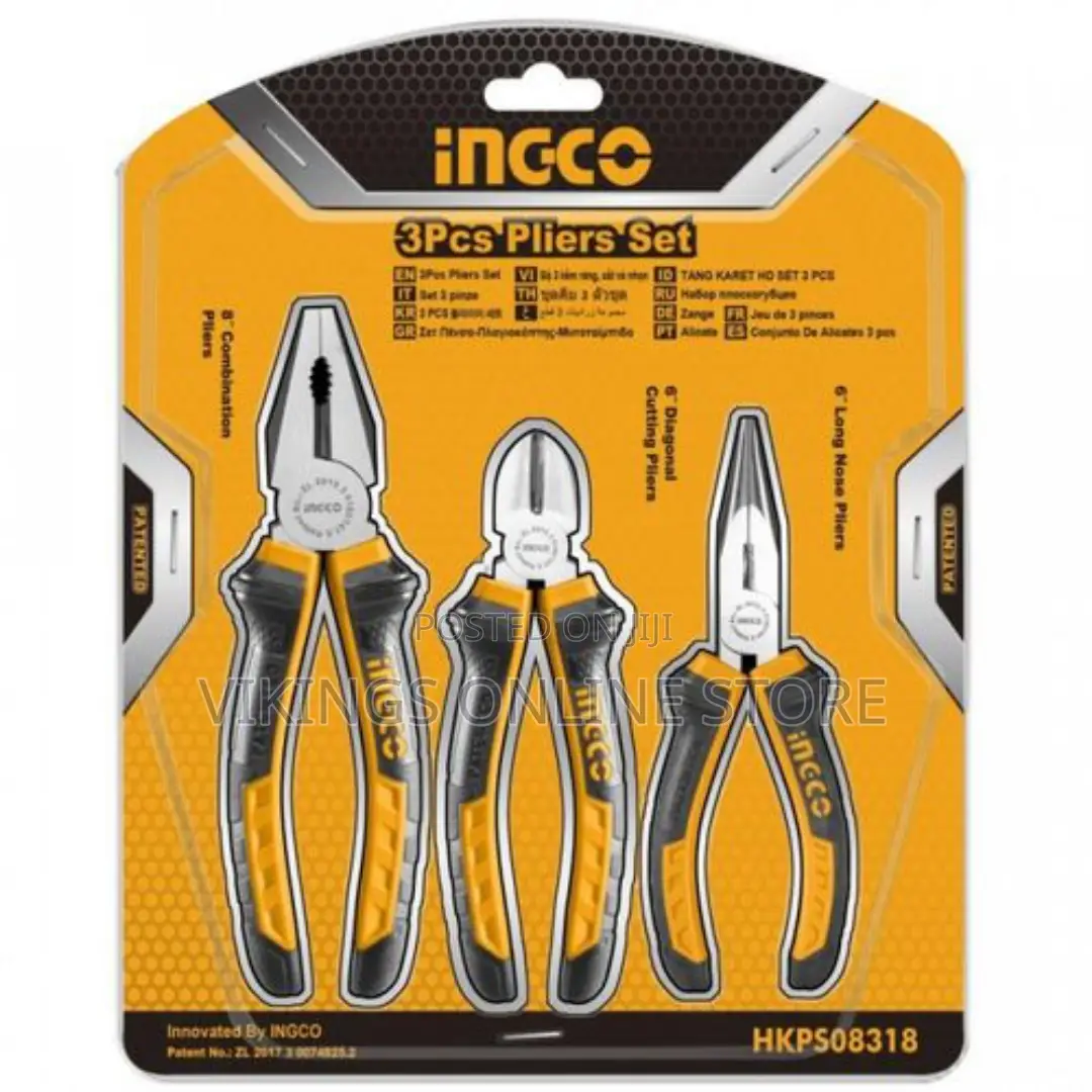 INGCO 3pcs Pliers Set, 8" Combination Pliers