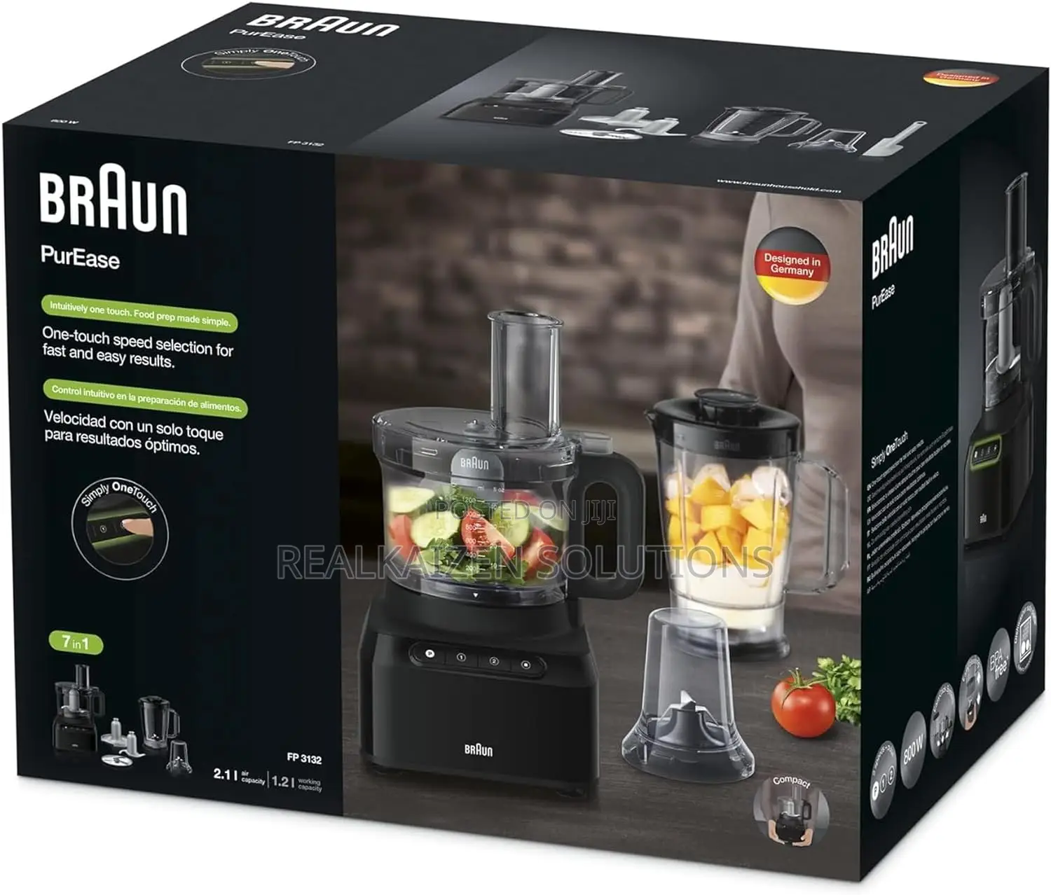 German BRAUN Pureease Food Processor
With 6 Attachments 800W
