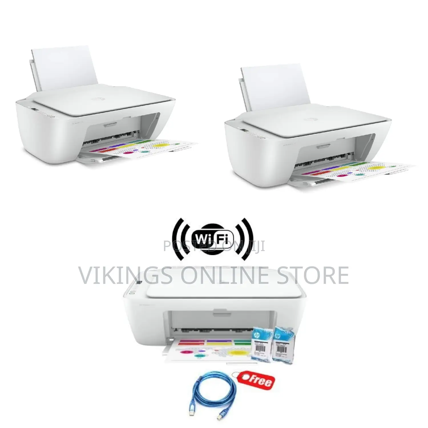 Hp Wireless Printer + Free Printer Cable – White
