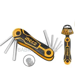 Ingco 8pcs Portable Folding Hex Key Adjustable_ Orange