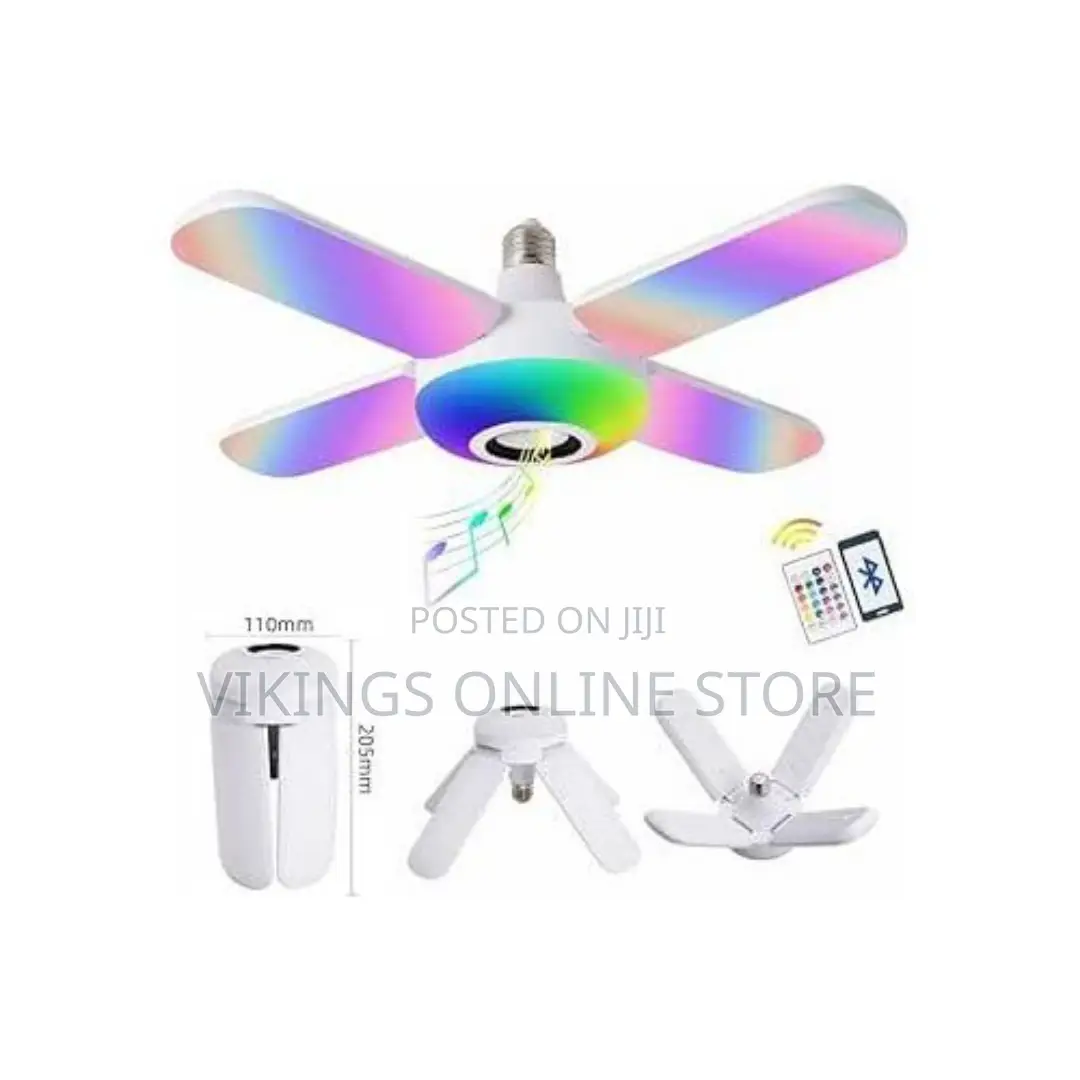 Smart Speaker Folding Lamp, LED Fan Music Light Bulb,