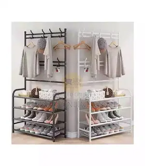 5 Tiers Coat Rack Shoe Rack Wall- White