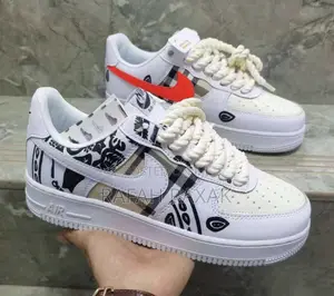 Original White Customized Big Laces Nike Air Force 1