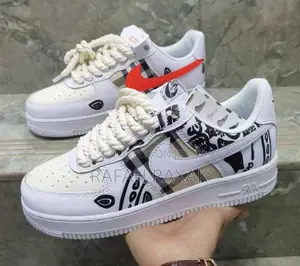 Original White Customized Big Laces Nike Air Force 1