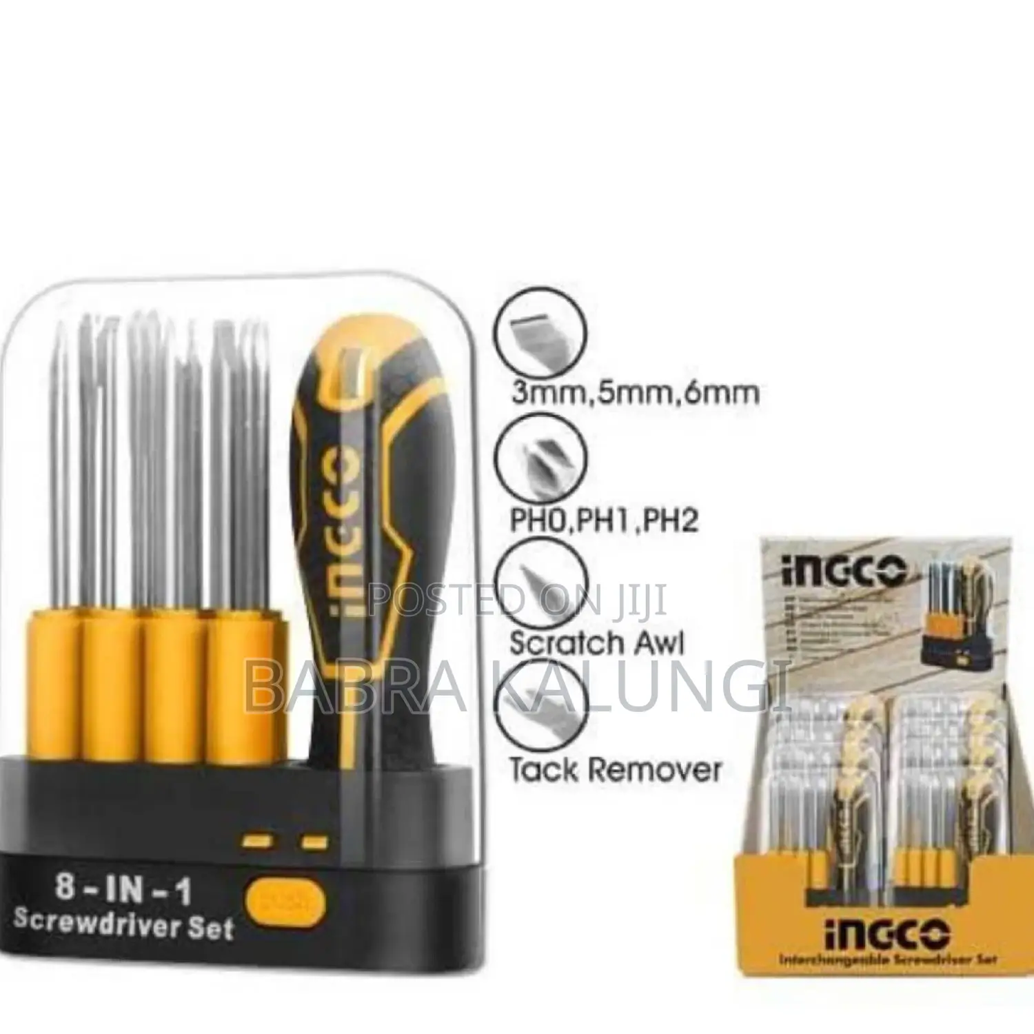 Ingco 9pcs Interchangeable Screwdriver Set_ Orange/ Black