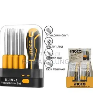 Ingco 9pcs Interchangeable Screwdriver Set_ Orange/ Black