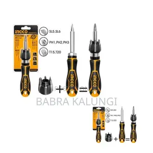 Ingco 8pcs Ratchet Screwdriver Set_ Black, Silver
