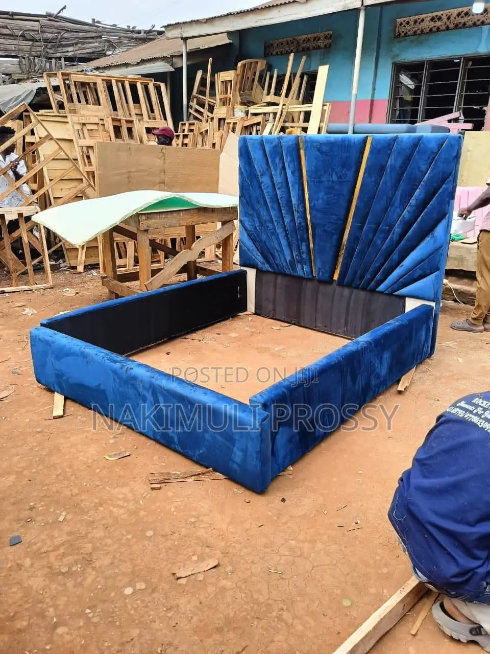 Five by Six Blue Fabric Bed
