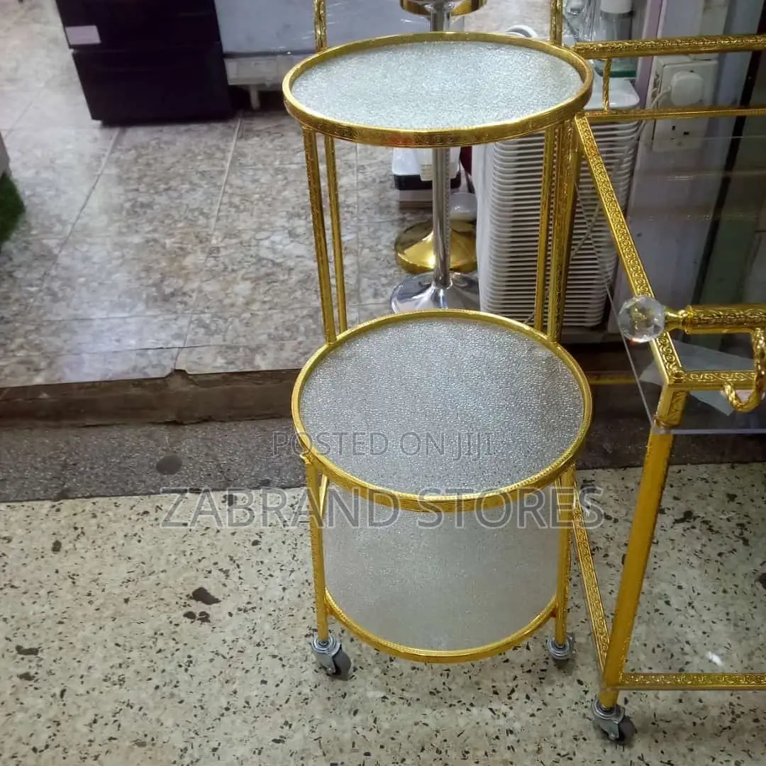 Goldline Glass Living Room Trolly