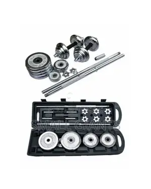 York Fitness Barbell and Dumbbells Set, 50kg - Silver