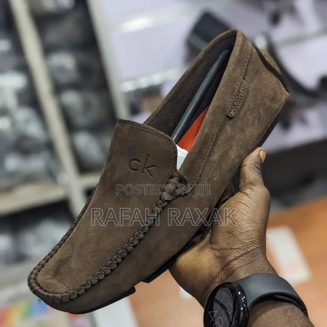 Original Men’S Coffee Brown Calvin Klein Leather Moccasins