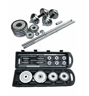 York Fitness Barbell and Dumbbells Set, 50kg - Silver