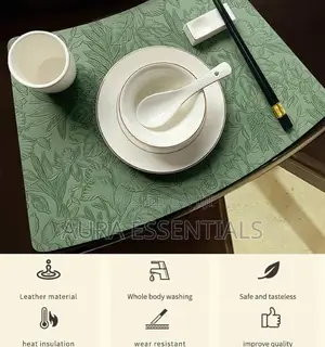 12 PCS Leather Fan-,Shaped Table Washable Placemats