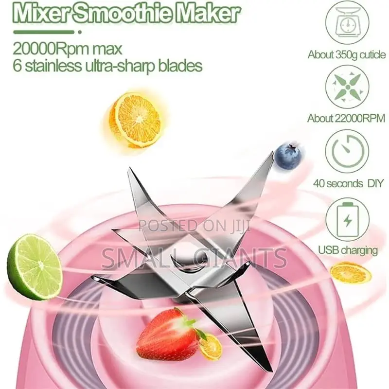 Portable Electric USB Charging Fruit Mixer Smoothie Blender