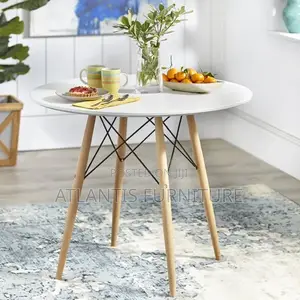 Executive Round Table With Mahogany Legs