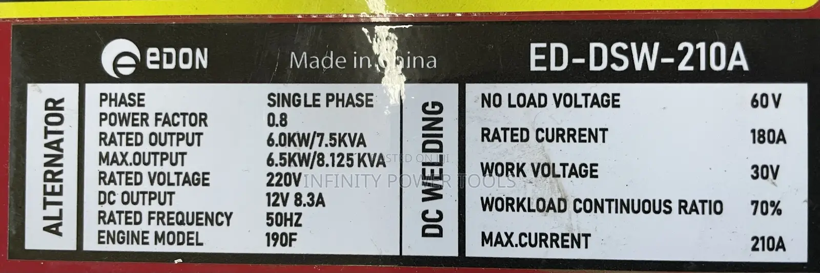 Diesel Welding Generator 210amps 8kva