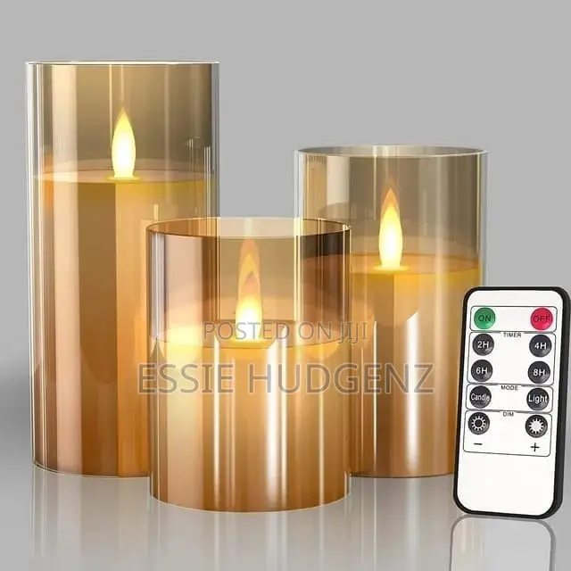 3pc Set Led Candles With Remote