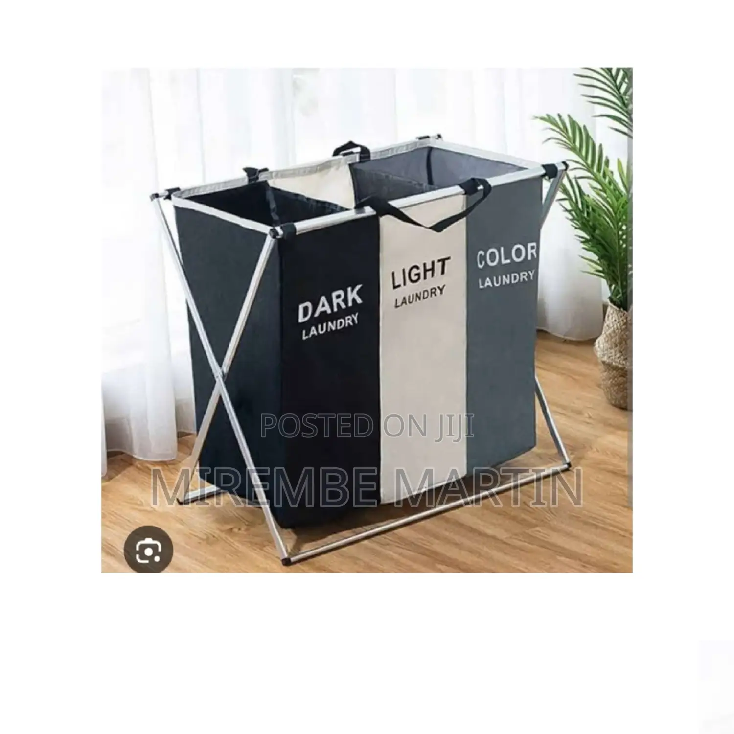 3 Section Foldable Clothes Laundry Basket.