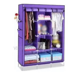 Purple Portable Wardrobe, Fabric Storage Rack Wardrobe