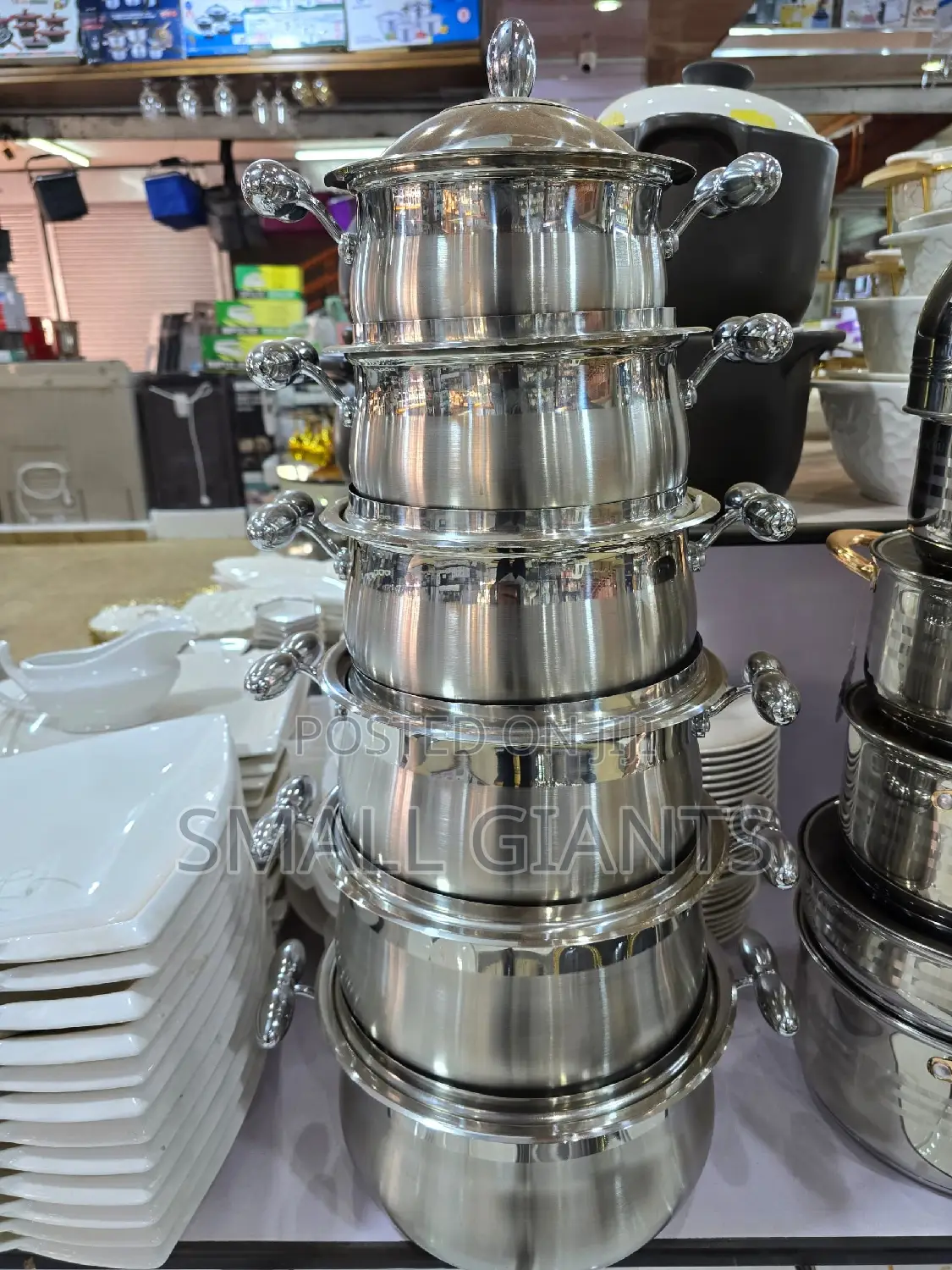 6 Piece Cooking and Serving Stainless Steel Dishes, Silver