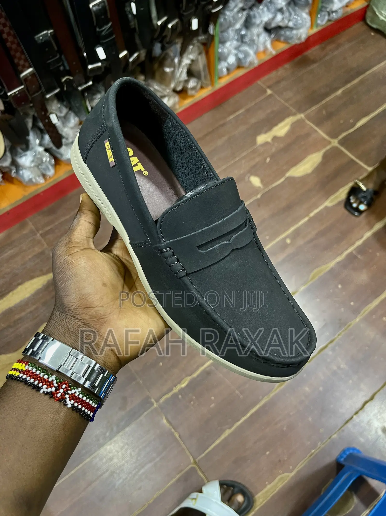 Original Black CAT Light Leather Moccasins