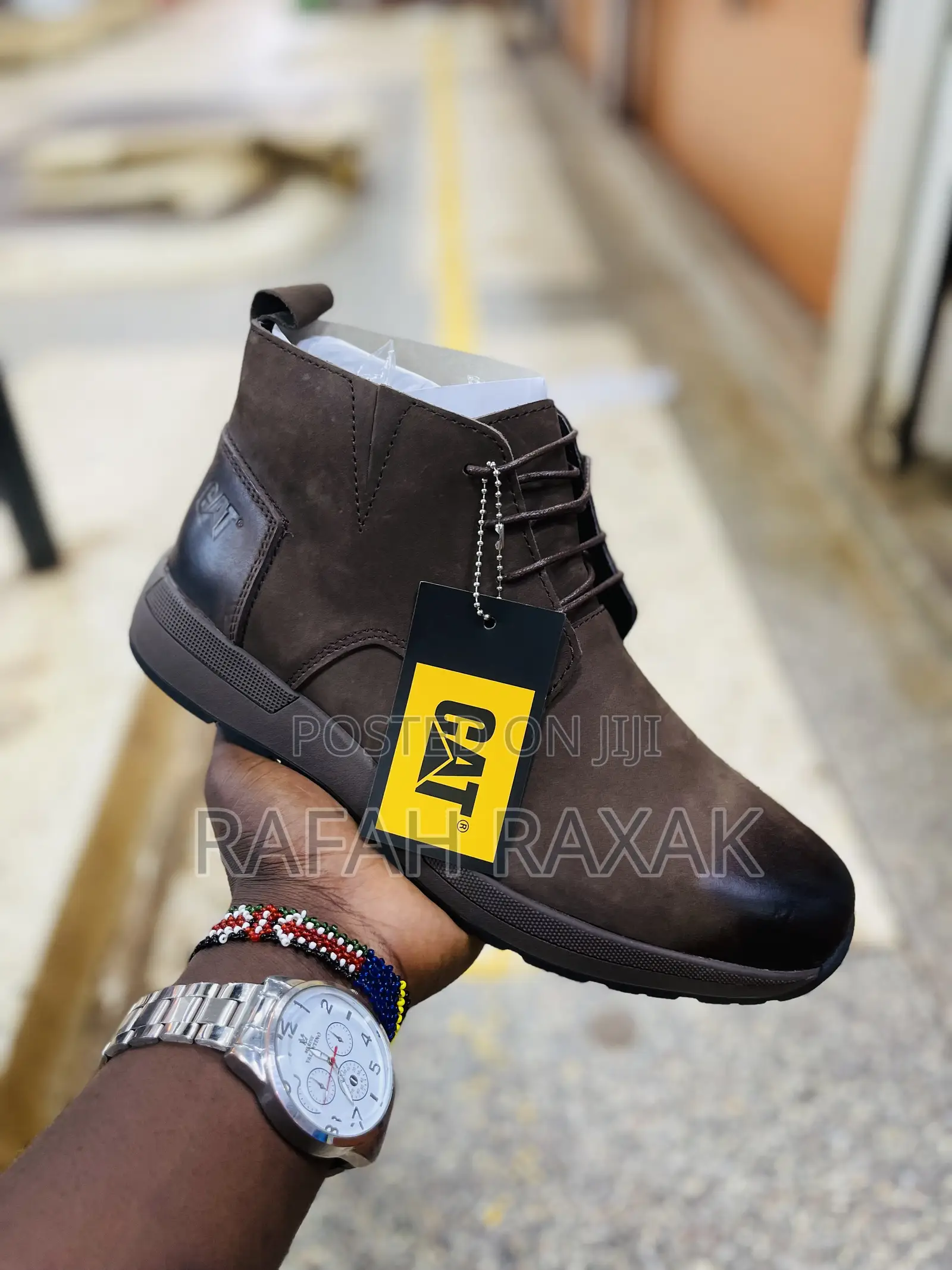 Original Coffee Brown CAT Premium Leather Ankle Boots