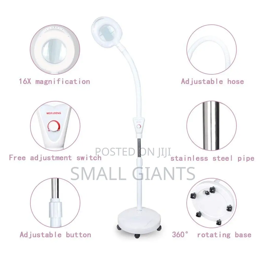 16X Magnifying Glass Lamp Adjustable Swivel Arm Floor Stand