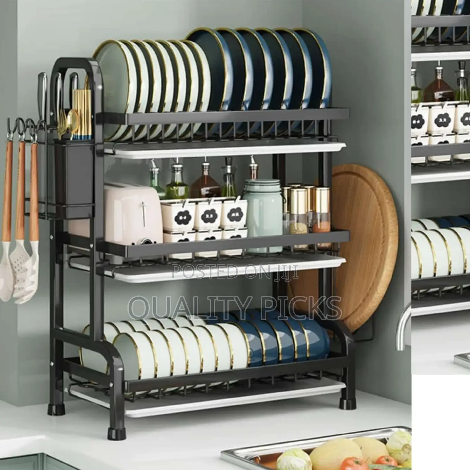 3 Layer Aluminum Dish Rack Organizer