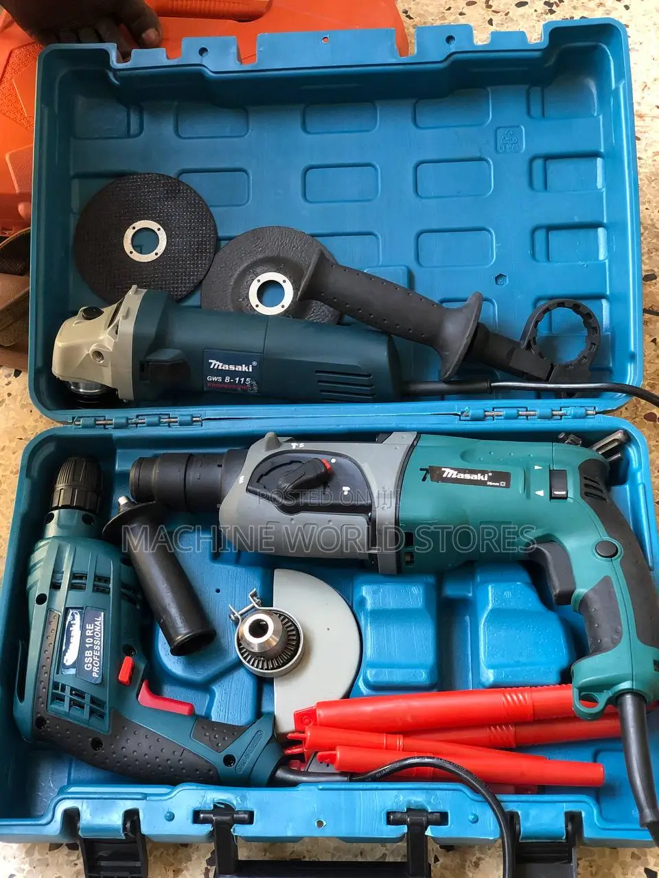 Angle Grinder, Drill and Hammer Drill Tool Set.