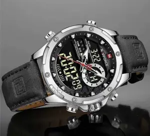 Original Men’S Dual Display Leather Naviforce Watch