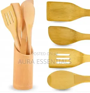 Bamboo Kitchen Cooking Set 5 in 1- Brown