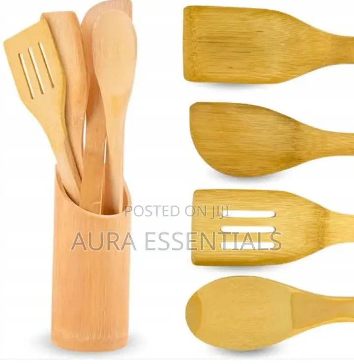 Bamboo Kitchen Cooking Set 5 in 1- Brown