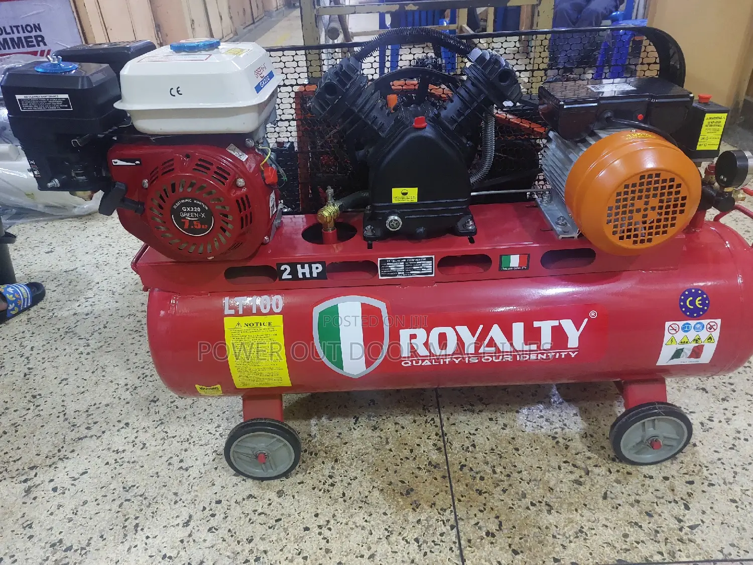 100 Litre Compressor Duo Electric and Engine Run