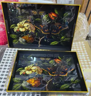 Flower Print Rectangular Elegant Trays