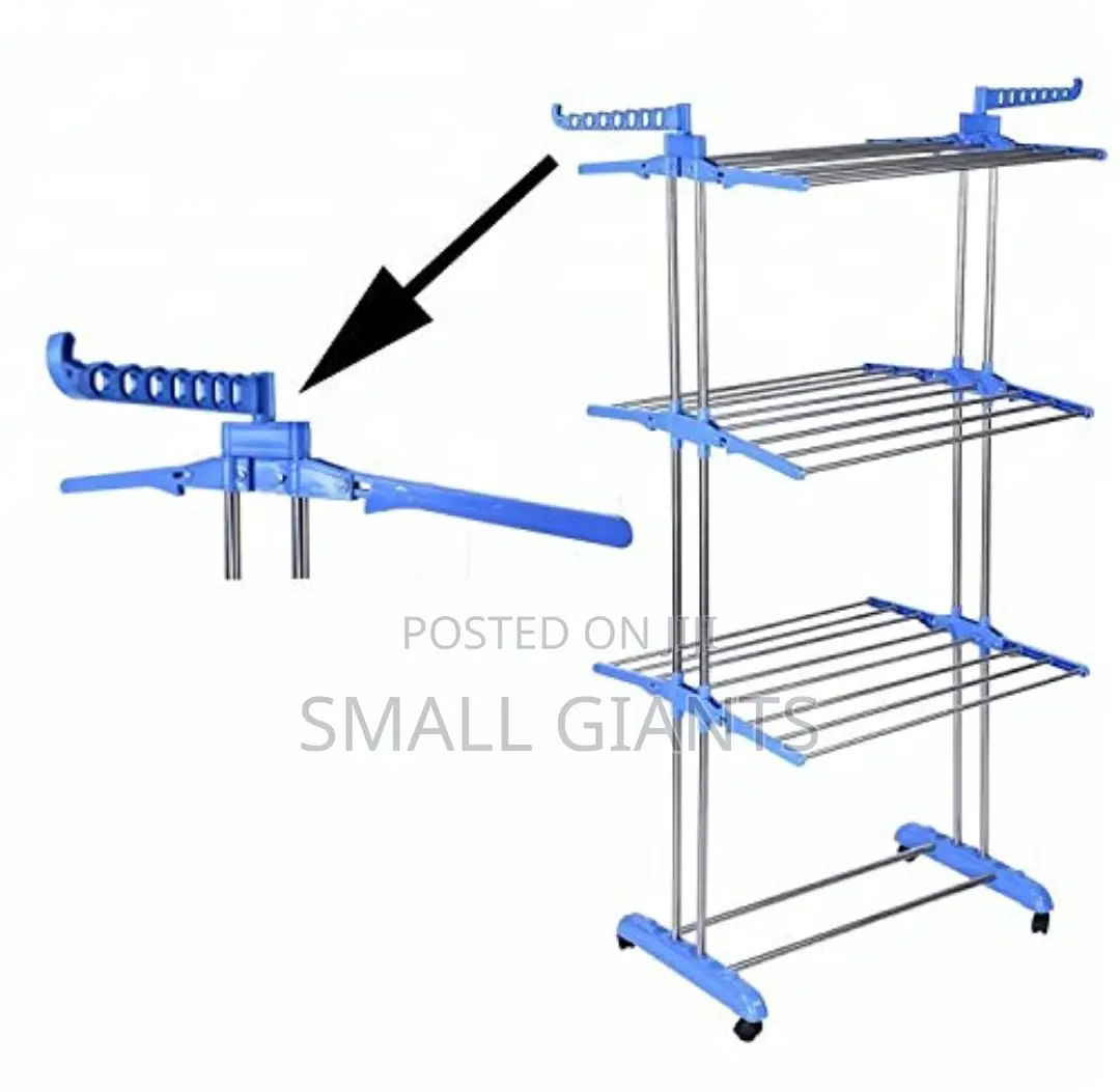 Heavy Duty Double Pole Cloth Dyer Rack With 6 Hanging Frames