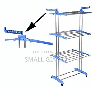 Heavy Duty Double Pole Cloth Dyer Rack With 6 Hanging Frames
