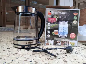 Hoffmans 2.2L Glass Electric Kettle With Blue LED