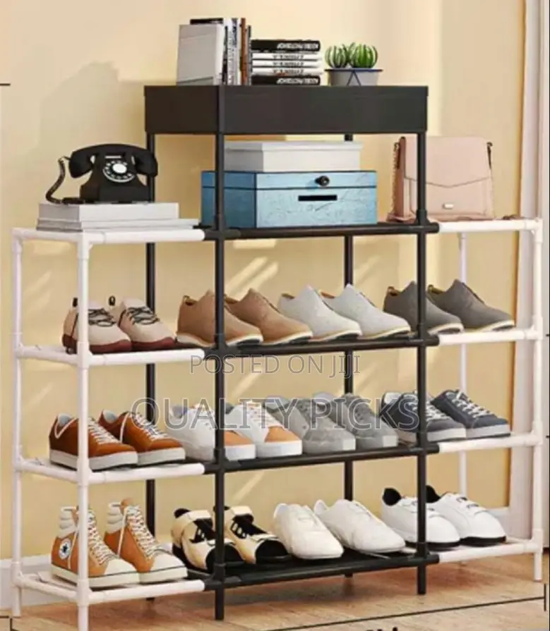 Metallic 4 Layer Shoe Rack