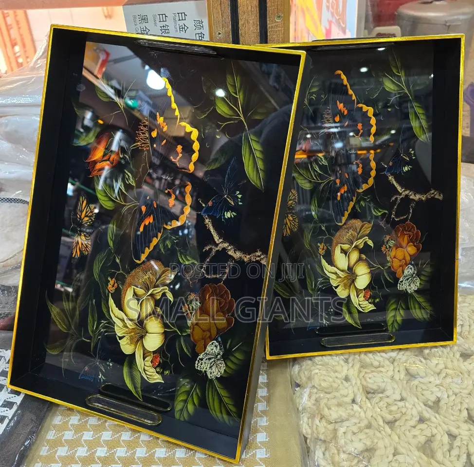 Flower Print Rectangular Elegant Trays