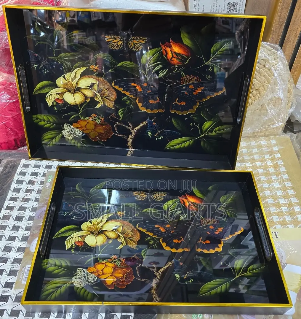 Flower Print Rectangular Elegant Trays