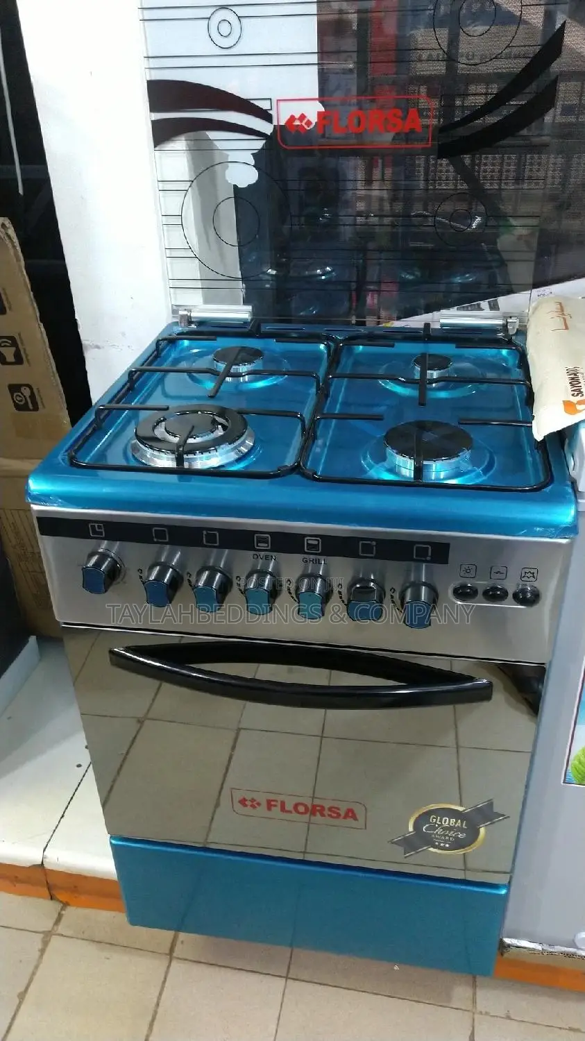 FLORSA Gas Cooker With 4 Burners - Silver