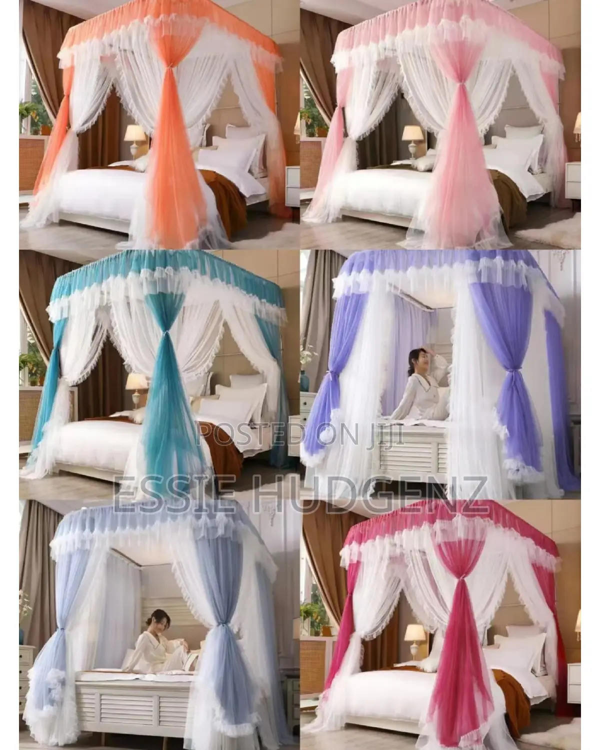 Two Stand Rail Mosquito Net With Double Color