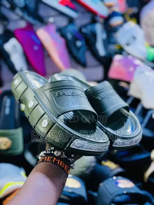 Original Army Green Balenciaga Push in Rubber Silde Sandals