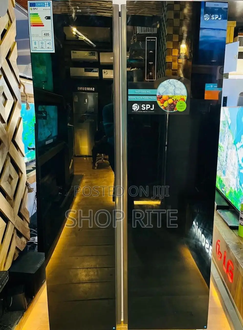 SPJ 719 Litres Side by Side Black Mirror Refrigerator