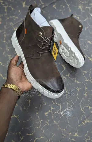 Original Coffee Brown CAT Casual Premium Leather Ankle Boots