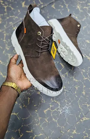 Original Coffee Brown CAT Casual Premium Leather Ankle Boots