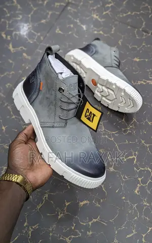 Original Grey CAT Premium Leather Ankle Boots